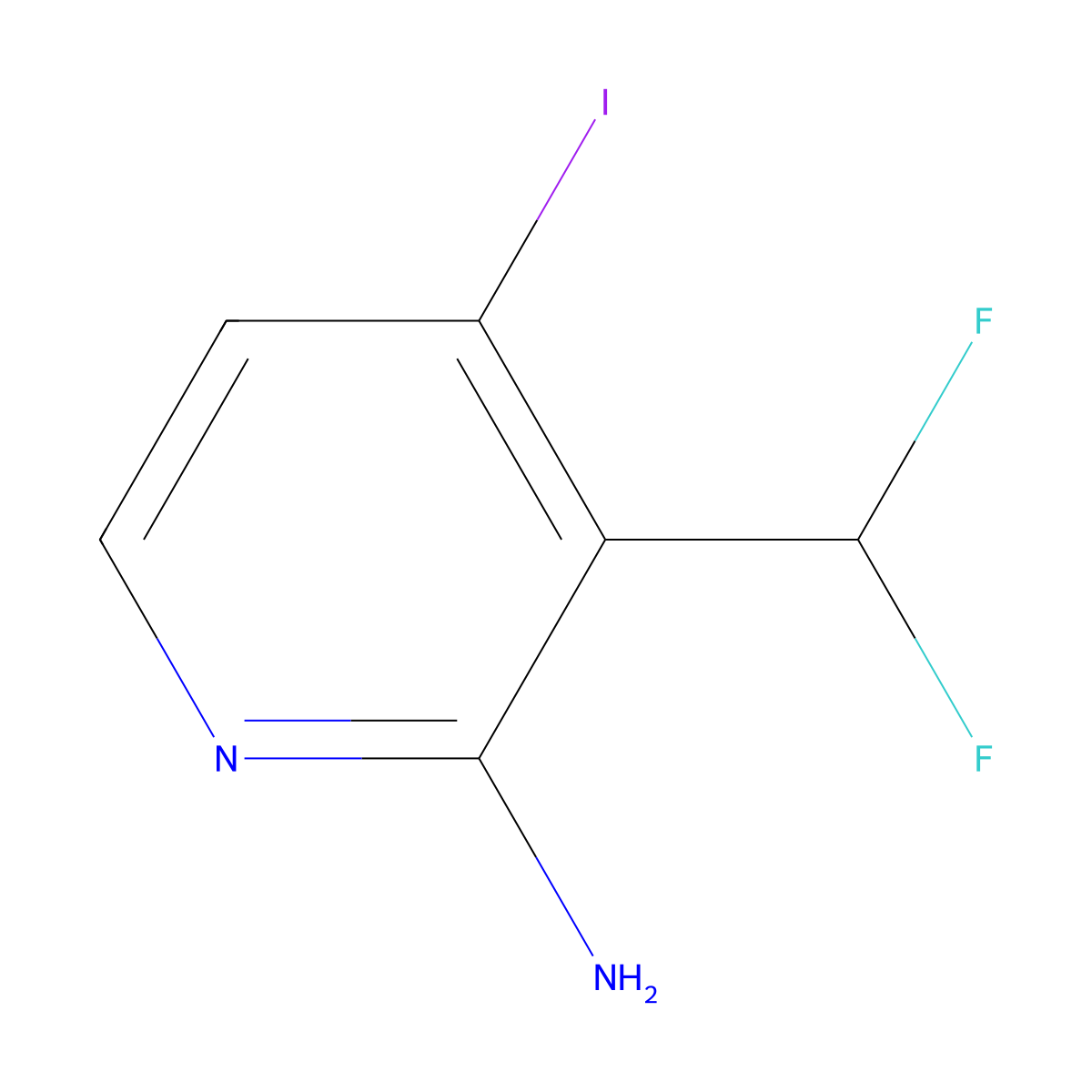 3-(Difluoromethyl)-4-iodopyridin-2-amine molecular structure, CAS 1804438-79-6
