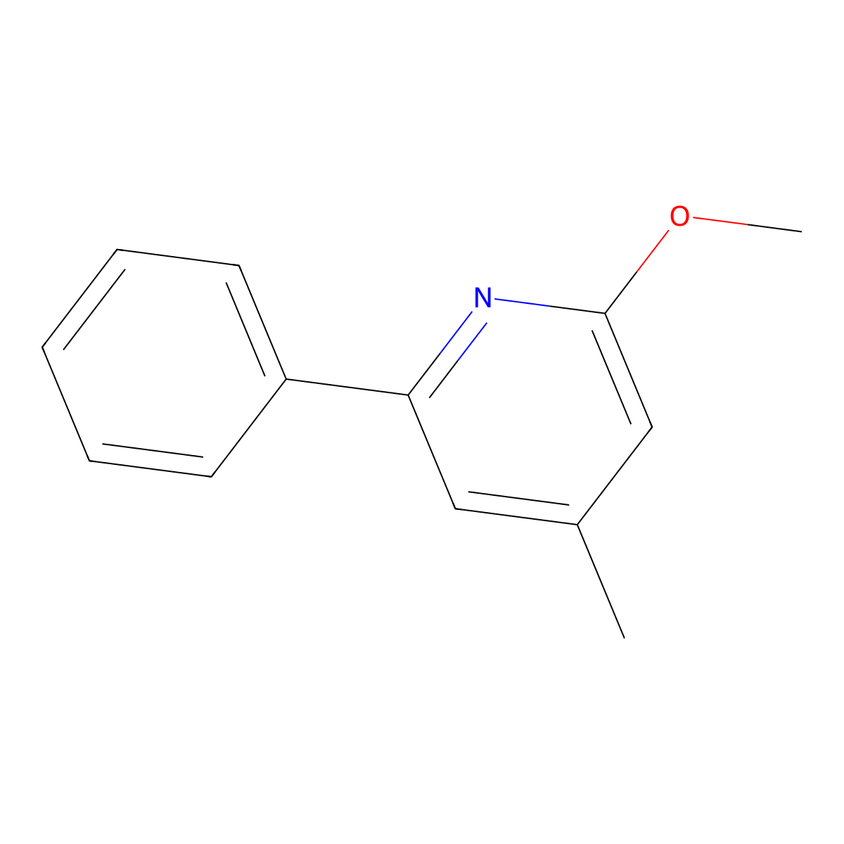 Pyridine, 2-methoxy-4-methyl-6-phenyl- molecular structure, CAS 1804442-28-1