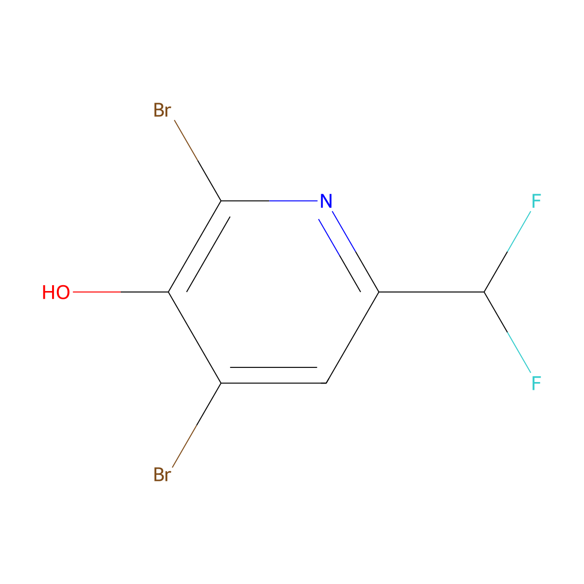 2,4-Dibromo-6-(difluoromethyl)pyridin-3-ol molecular structure, CAS 1804445-53-1
