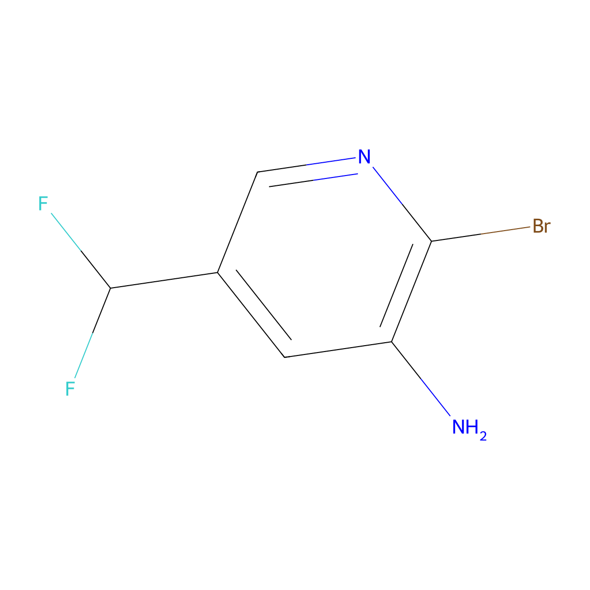 2-Bromo-5-(difluoromethyl)pyridin-3-amine molecular structure, CAS 1804445-79-1