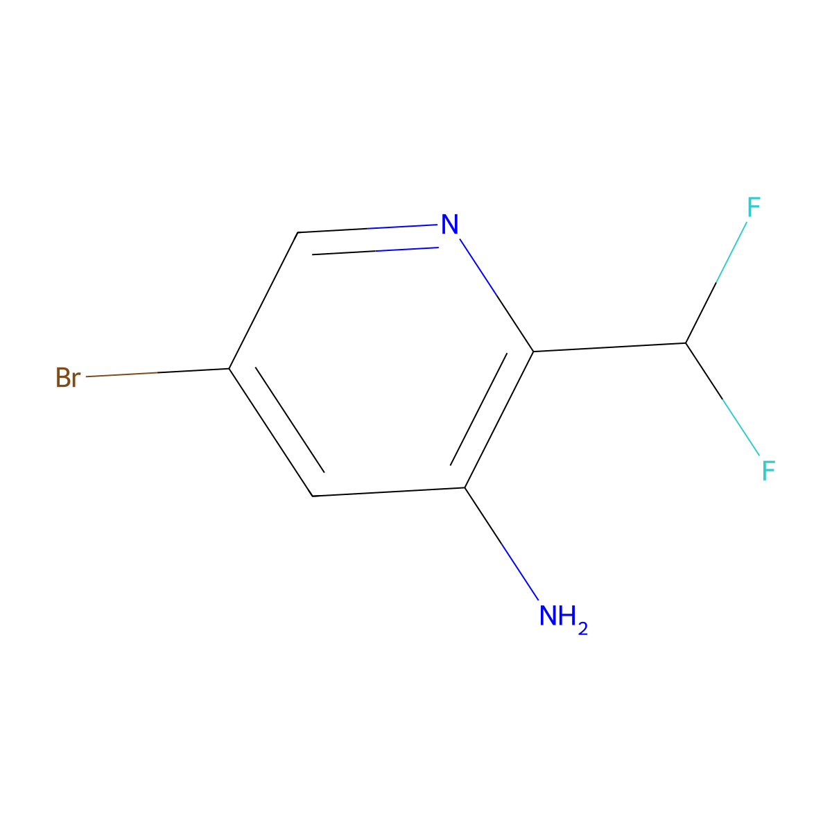 5-Bromo-2-(difluoromethyl)pyridin-3-amine molecular structure, CAS 1804445-88-2