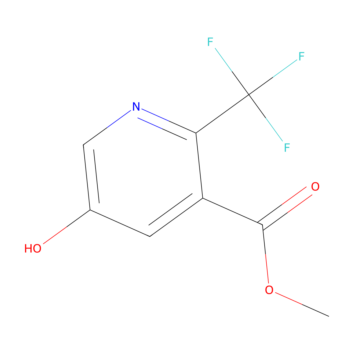 Methyl 5-hydroxy-2-(trifluoromethyl)pyridine-3-carboxylate molecular structure, CAS 1804445-97-3