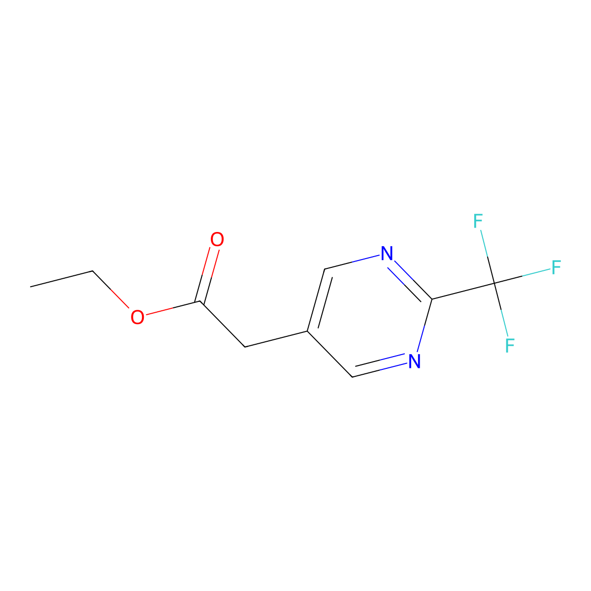 Ethyl 2-(2-(trifluoromethyl)pyrimidin-5-YL)acetate molecular structure, CAS 1804454-58-7