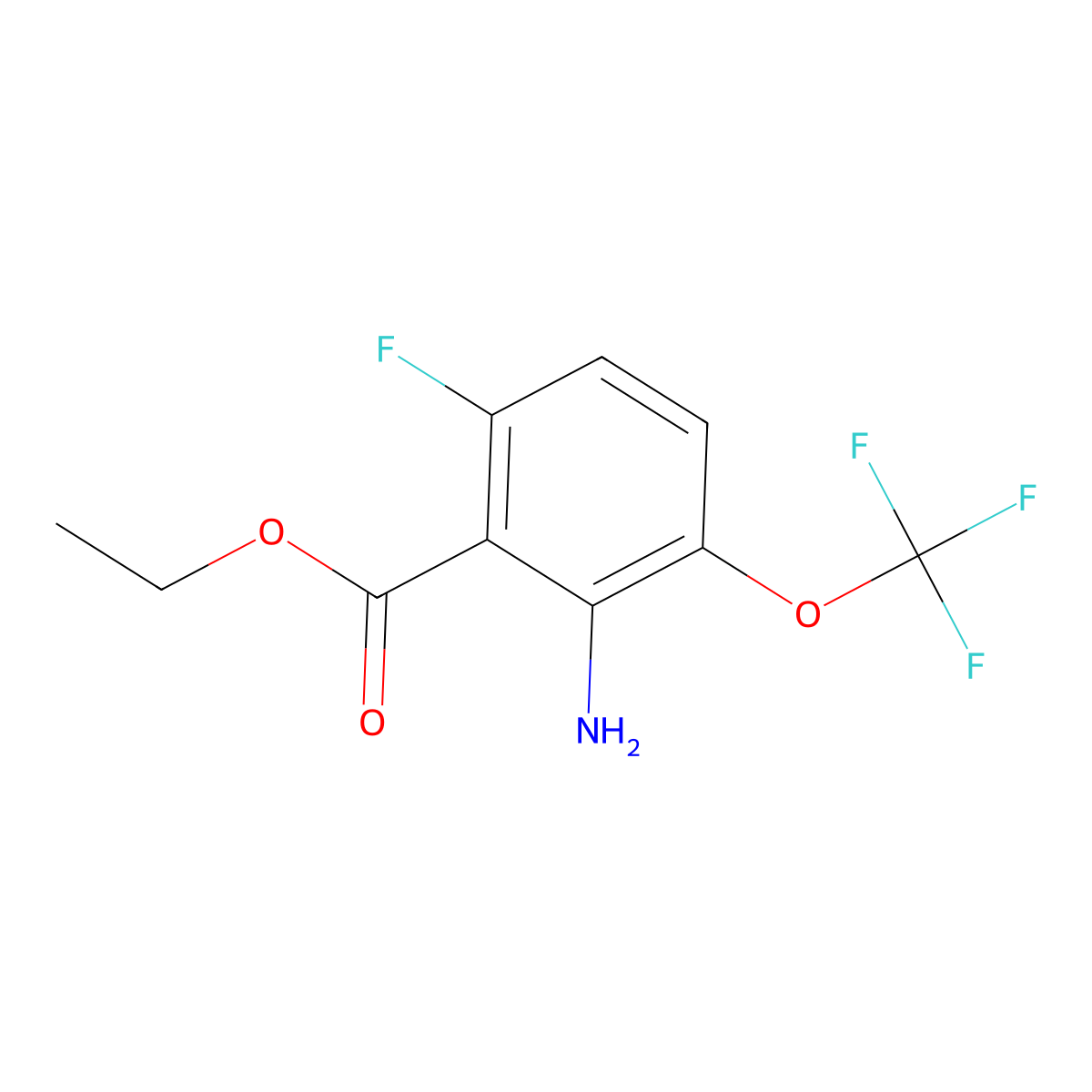Ethyl 2-amino-6-fluoro-3-(trifluoromethoxy)benzoate molecular structure, CAS 1804457-17-7