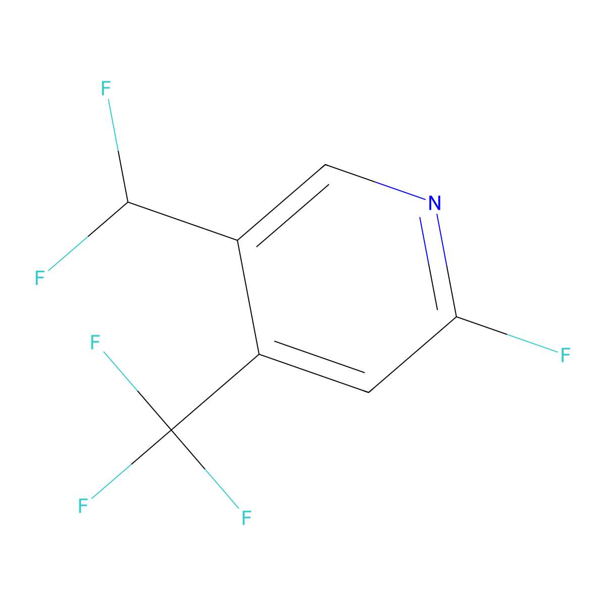 5-(Difluoromethyl)-2-fluoro-4-(trifluoromethyl)pyridine molecular structure, CAS 1804485-18-4