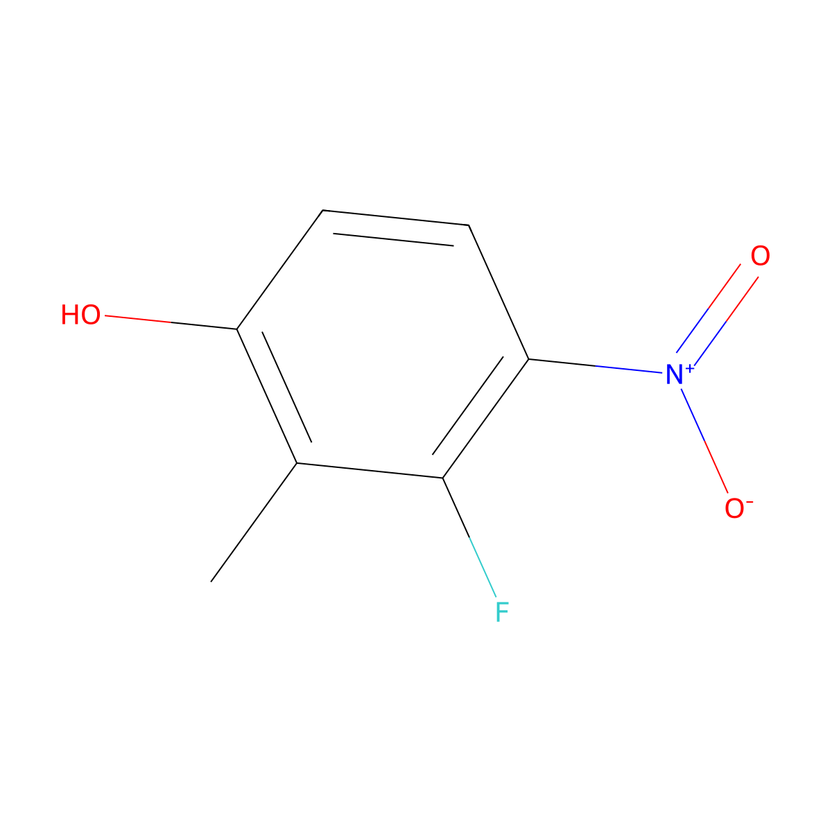 3-Fluoro-2-methyl-4-nitrophenol molecular structure, CAS 1804491-81-3