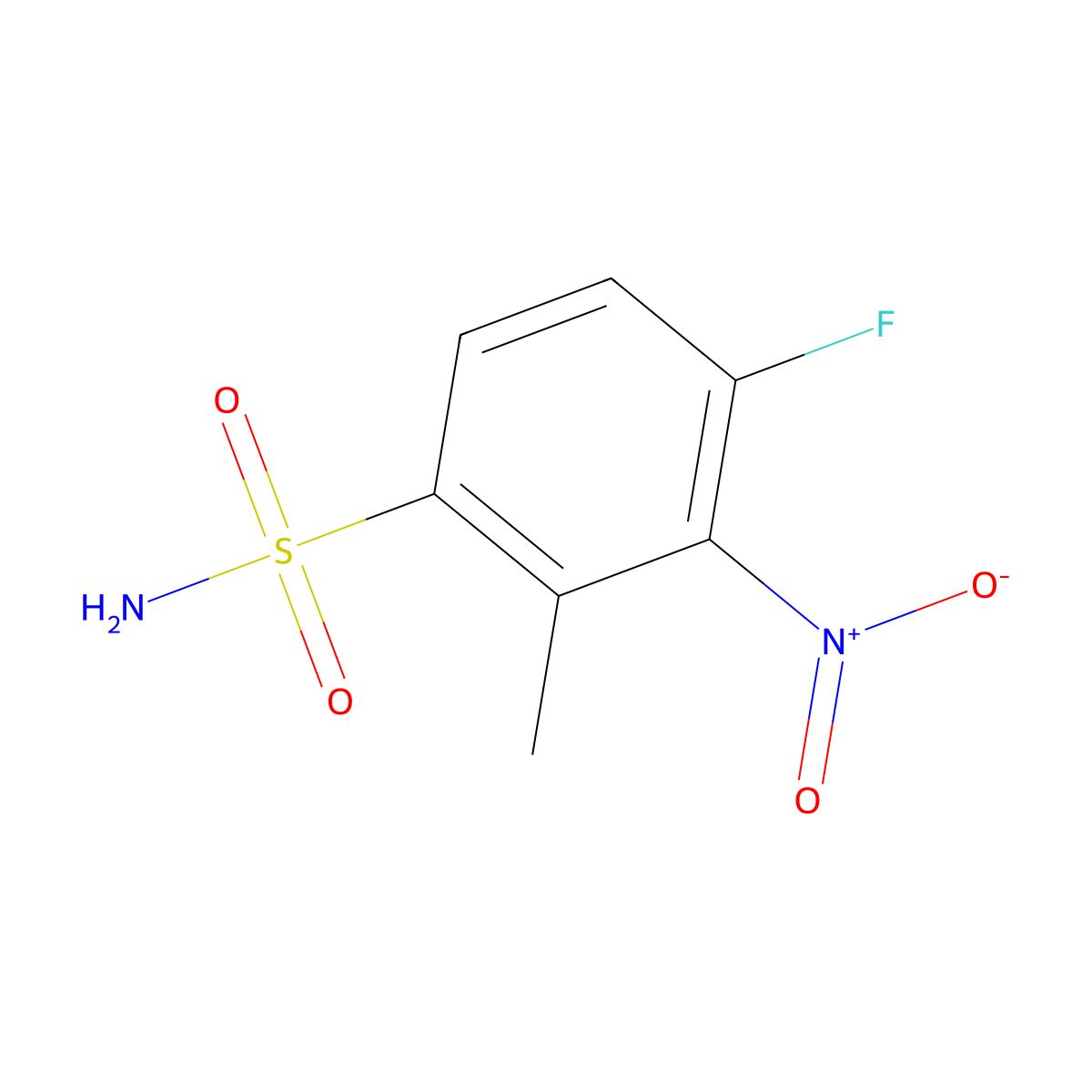 4-Fluoro-2-methyl-3-nitrobenzene-1-sulfonamide molecular structure, CAS 1804496-19-2