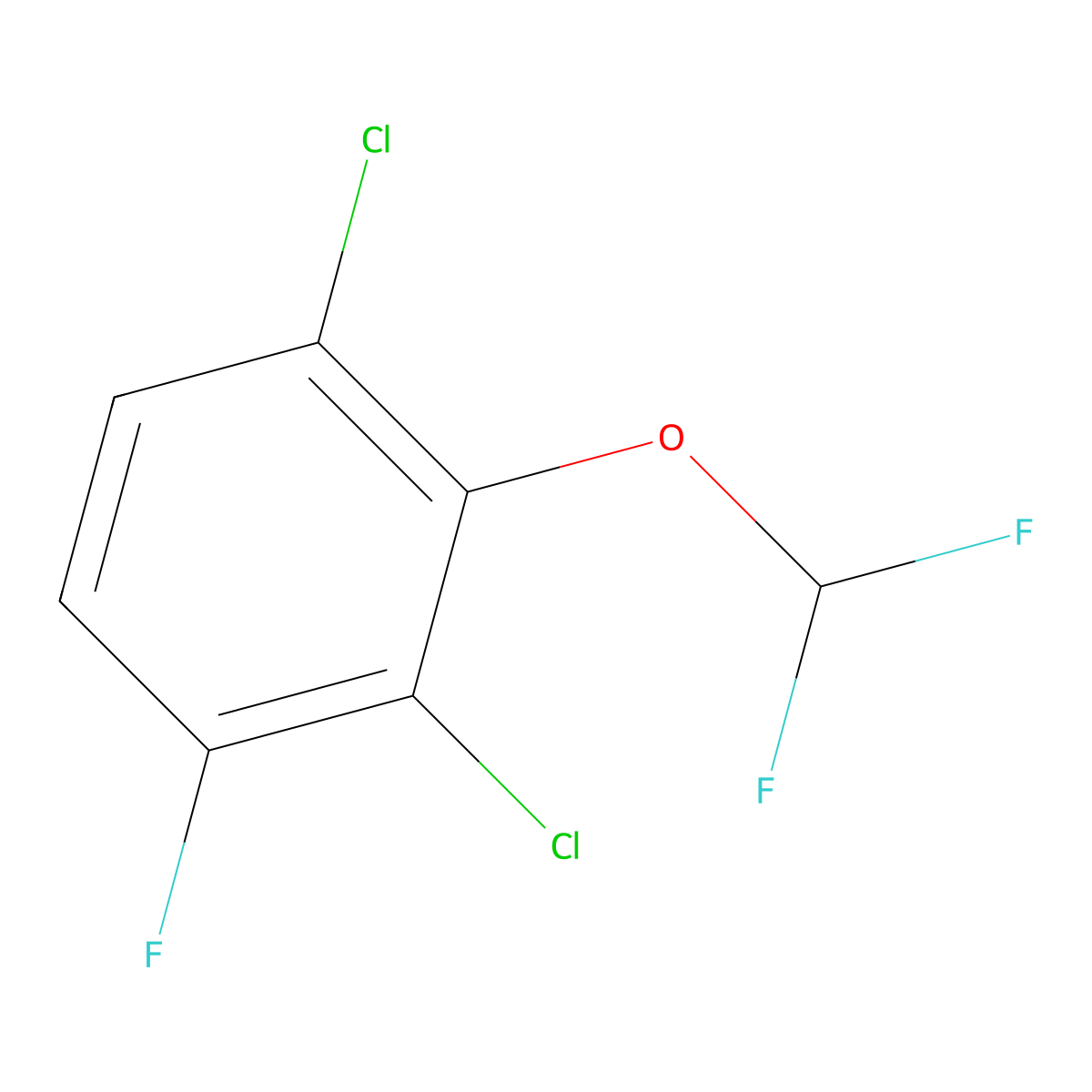 1,3-Dichloro-2-difluoromethoxy-4-fluorobenzene molecular structure, CAS 1804516-64-0