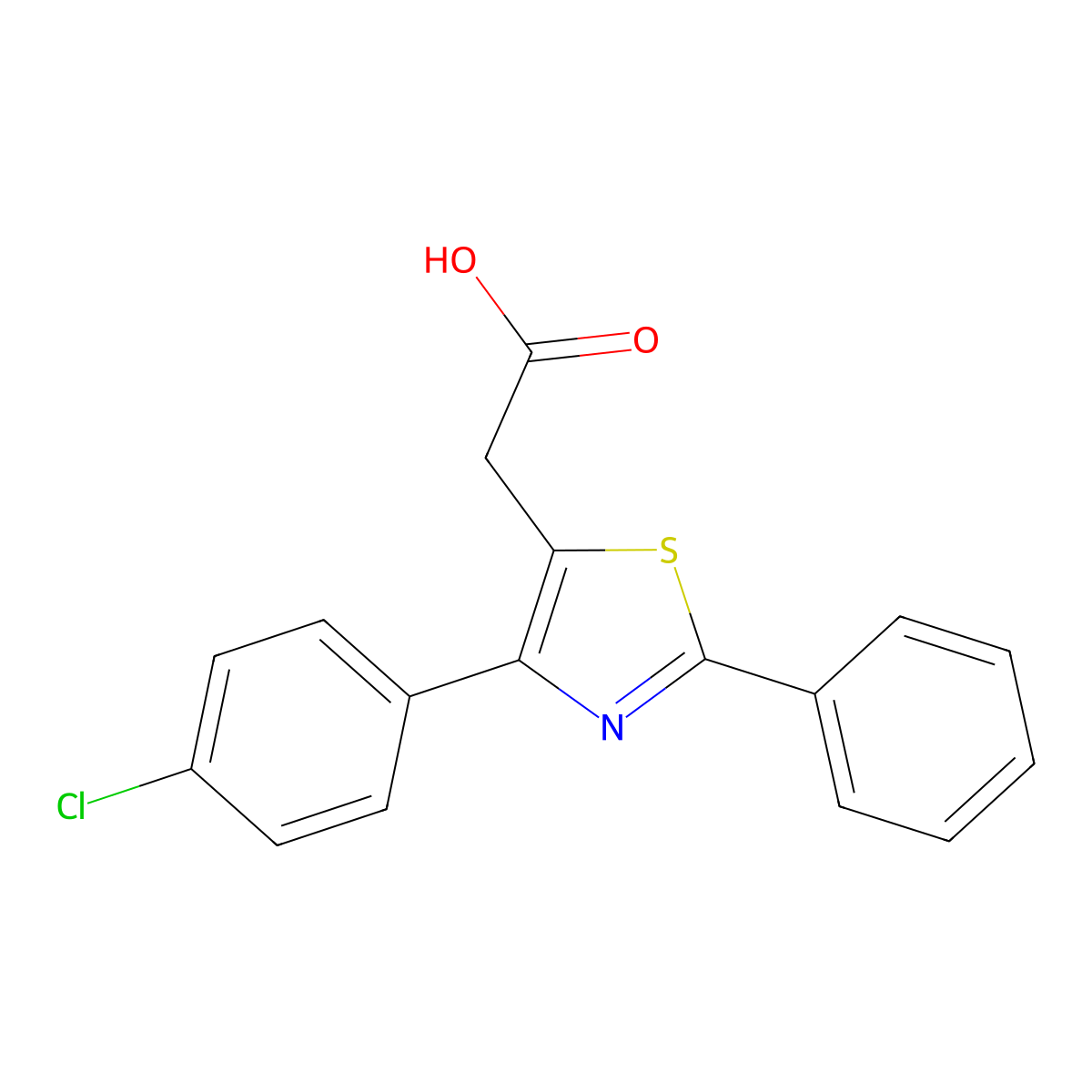 Fentiazac molecular structure, CAS 18046-21-4