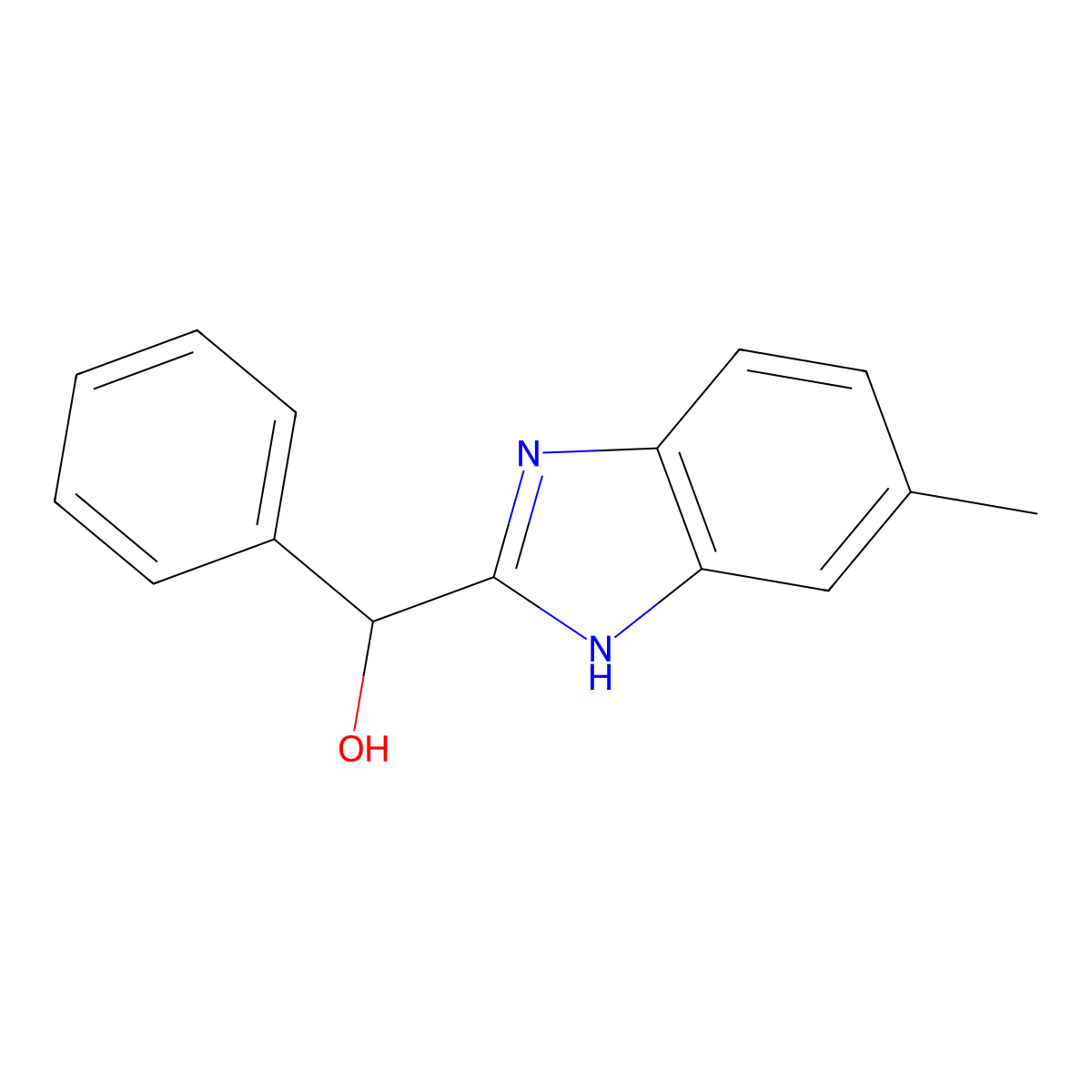 (5-methyl-1H-1,3-benzodiazol-2-yl)(phenyl)methanol molecular structure, CAS 18046-35-0