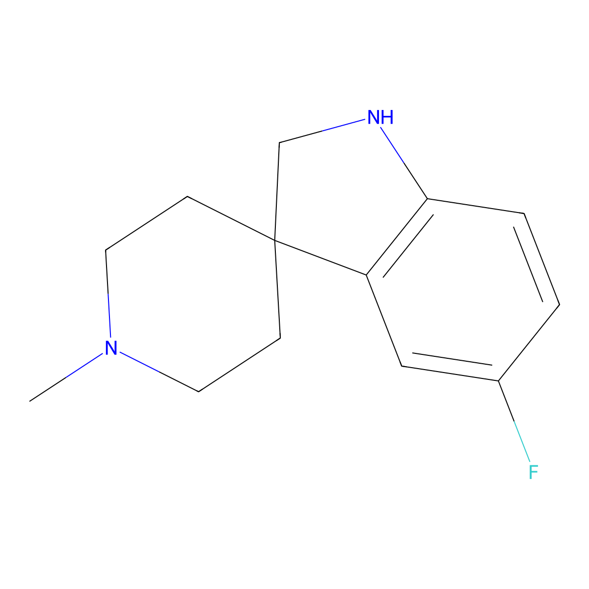 5-Fluoro-1'-methylspiro[indoline-3,4'-piperidine] molecular structure, CAS 180465-72-9