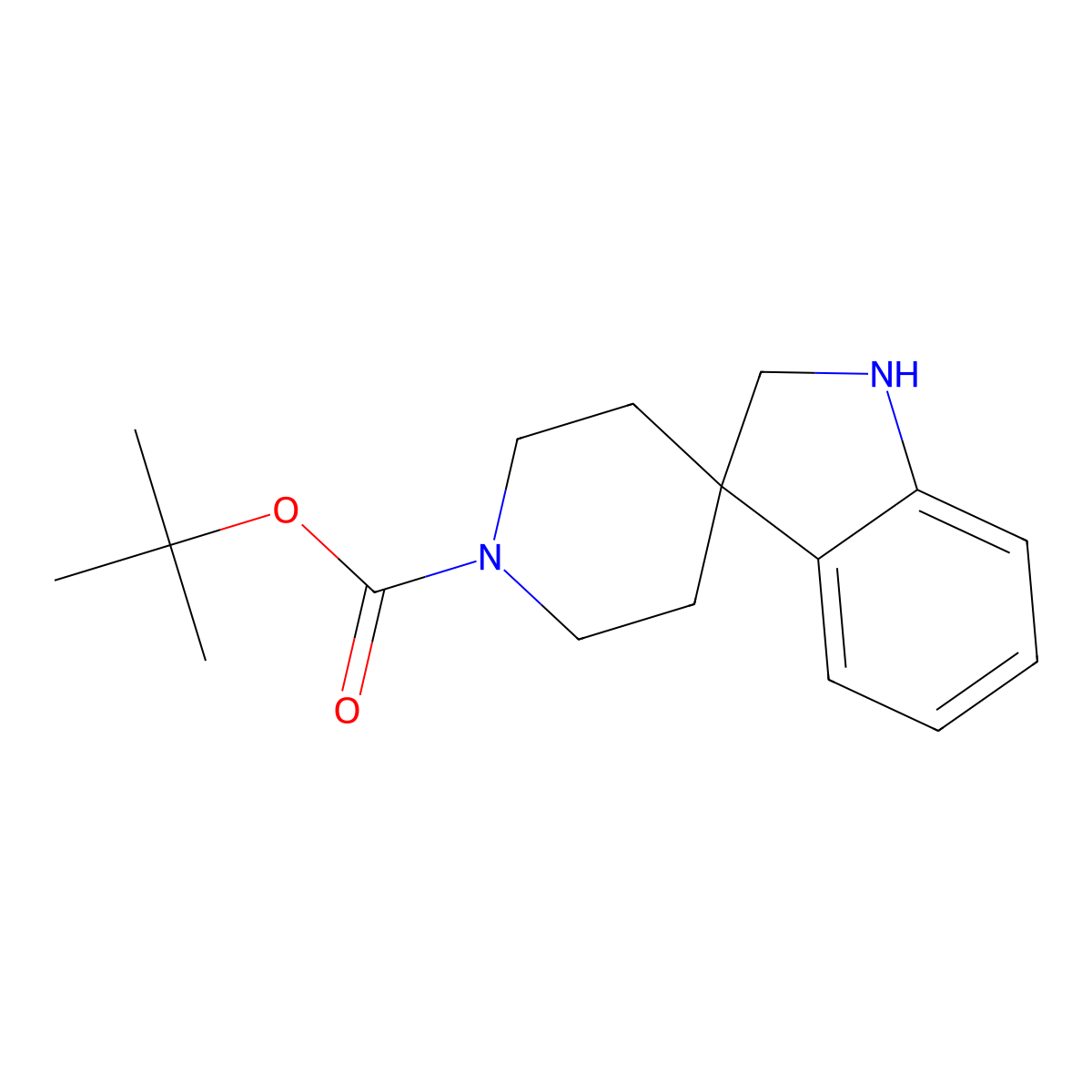 Tert-butyl spiro[indoline-3,4'-piperidine]-1'-carboxylate molecular structure, CAS 180465-84-3
