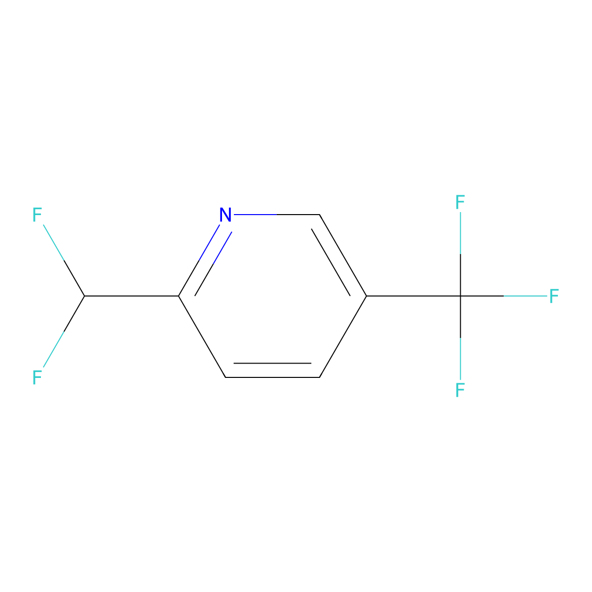 2-(Difluoromethyl)-5-(trifluoromethyl)pyridine molecular structure, CAS 1804653-04-0