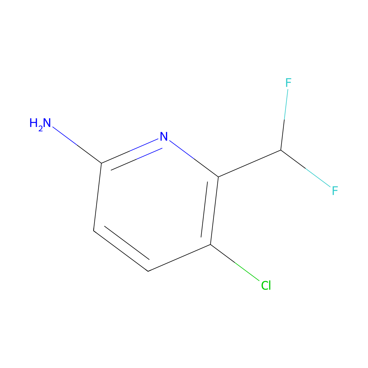 5-Chloro-6-(difluoromethyl)pyridin-2-amine molecular structure, CAS 1804660-54-5