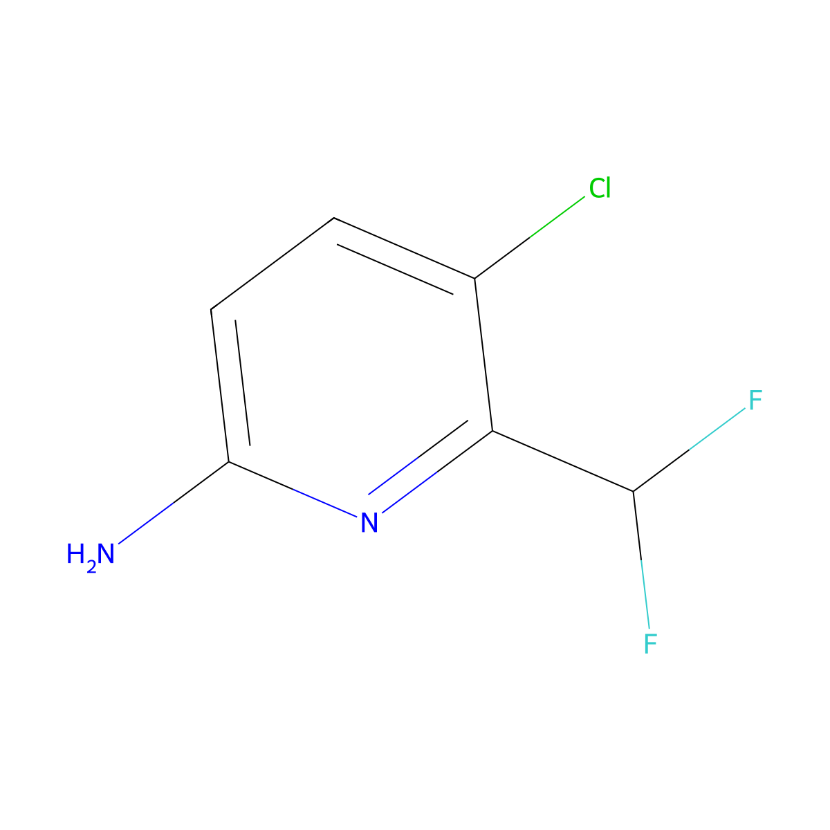 5-Chloro-6-(difluoromethyl)pyridin-2-amine molecular structure, CAS 1804660-54-5