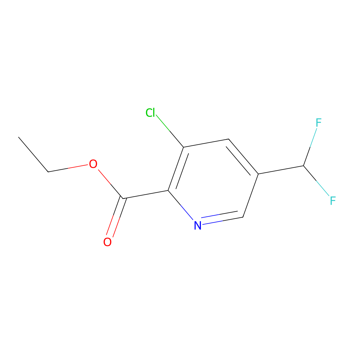 Ethyl 3-chloro-5-(difluoromethyl)pyridine-2-carboxylate molecular structure, CAS 1804705-94-9