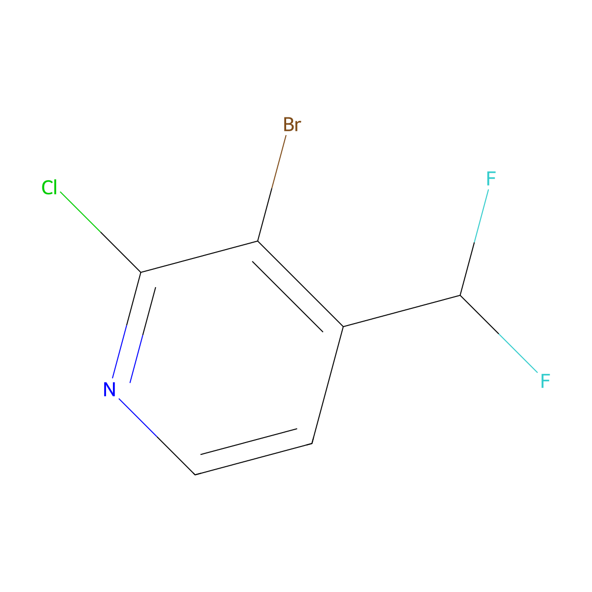 3-Bromo-2-chloro-4-(difluoromethyl)pyridine molecular structure, CAS 1804706-81-7
