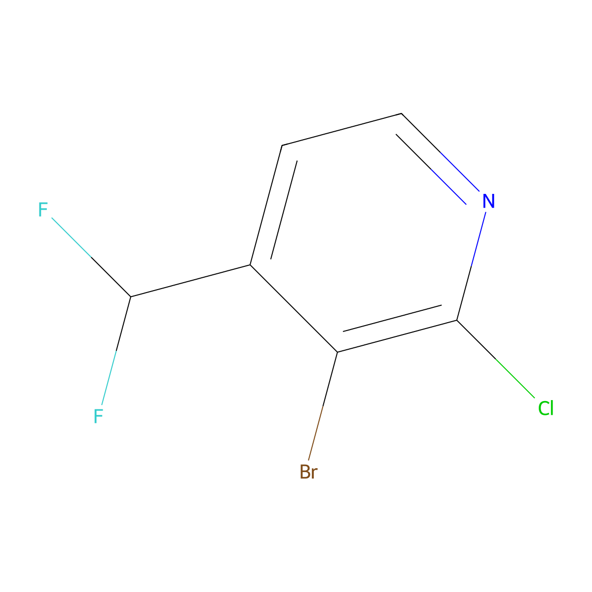 3-Bromo-2-chloro-4-(difluoromethyl)pyridine molecular structure, CAS 1804706-81-7