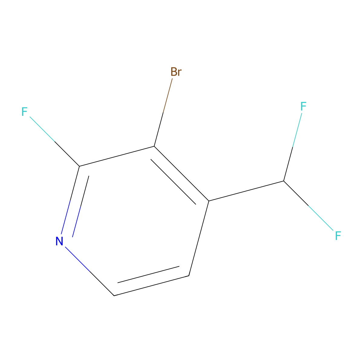 3-Bromo-4-(difluoromethyl)-2-fluoropyridine molecular structure, CAS 1804707-01-4