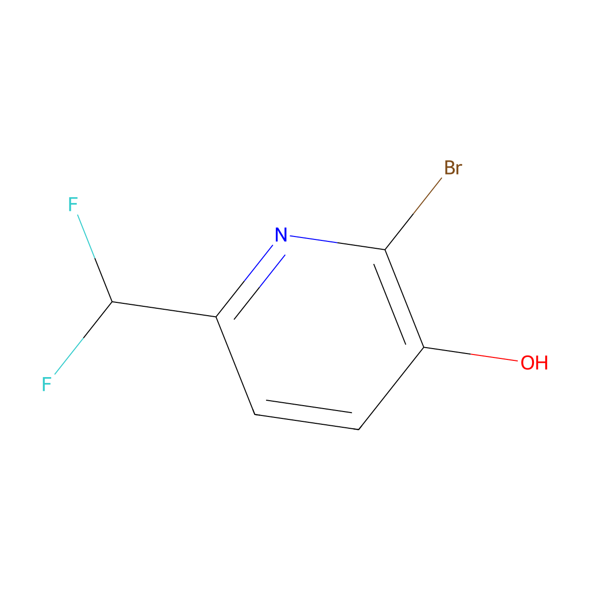 2-Bromo-6-(difluoromethyl)pyridin-3-ol molecular structure, CAS 1804707-23-0