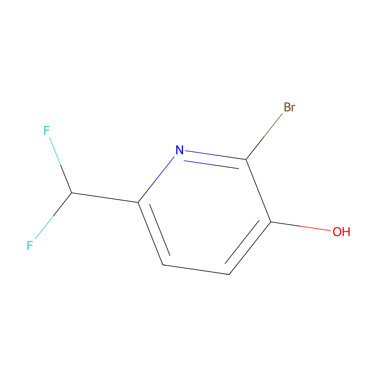 2-Bromo-6-(difluoromethyl)pyridin-3-ol molecular structure, CAS 1804707-23-0