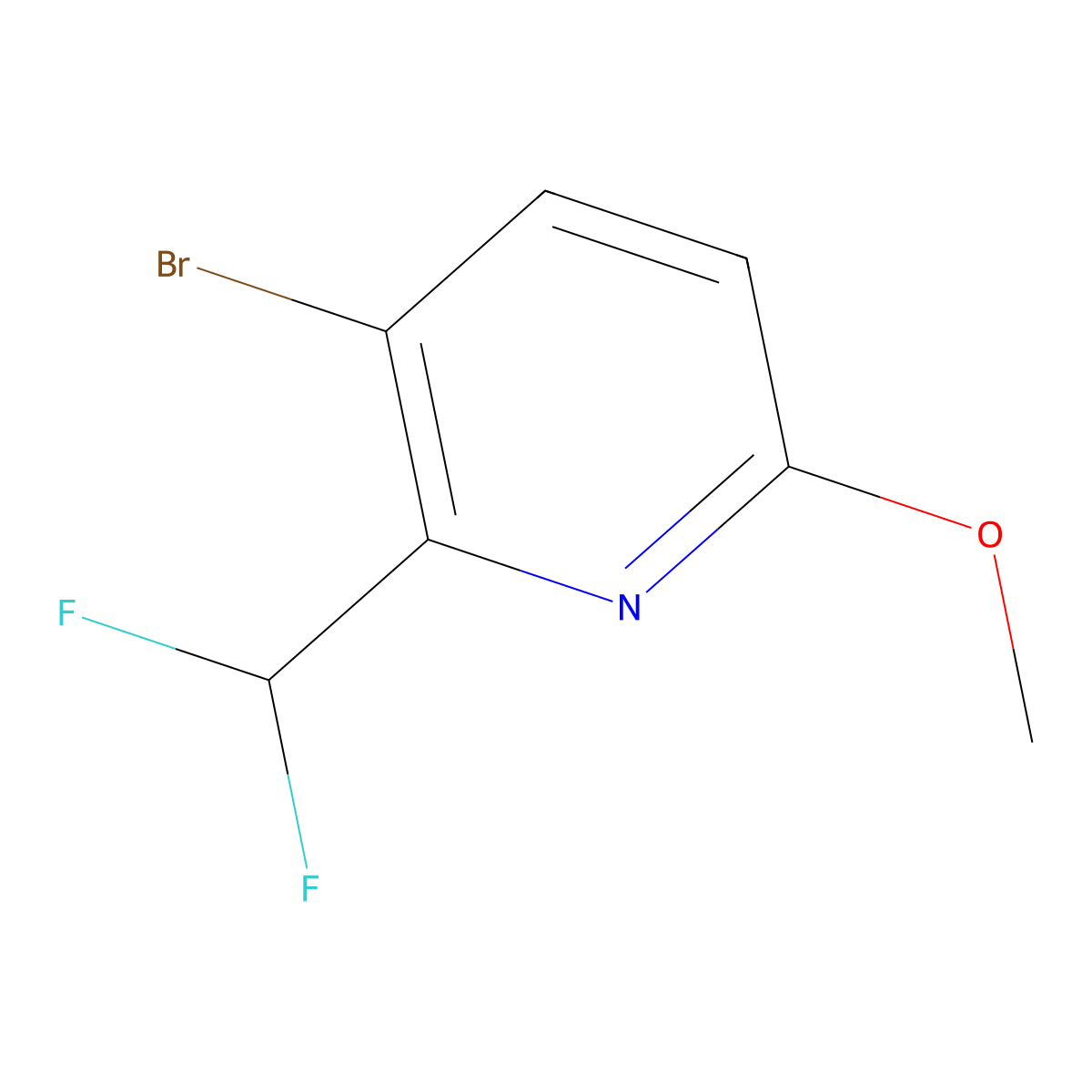 3-Bromo-2-(difluoromethyl)-6-methoxypyridine molecular structure, CAS 1804707-42-3