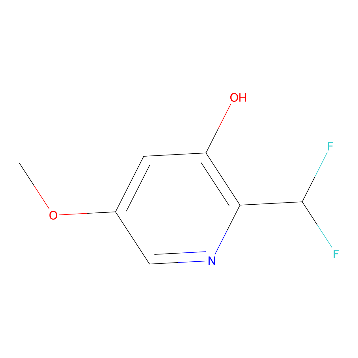 2-(Difluoromethyl)-3-hydroxy-5-methoxypyridine molecular structure, CAS 1804707-64-9