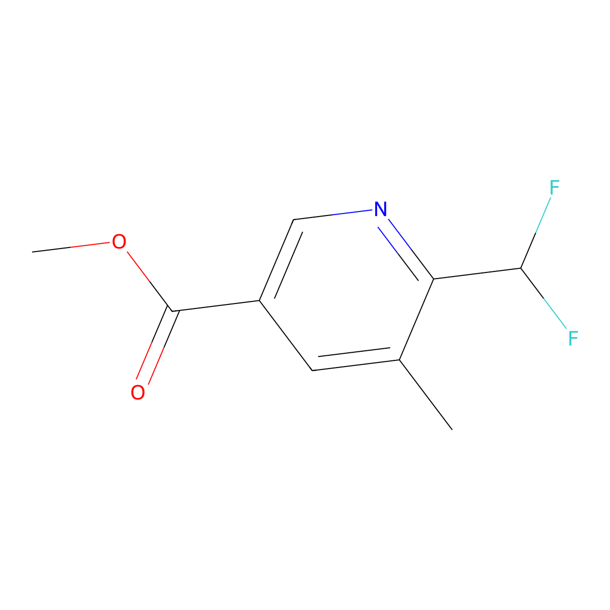 Methyl 6-(difluoromethyl)-5-methylnicotinate molecular structure, CAS 1804715-14-7