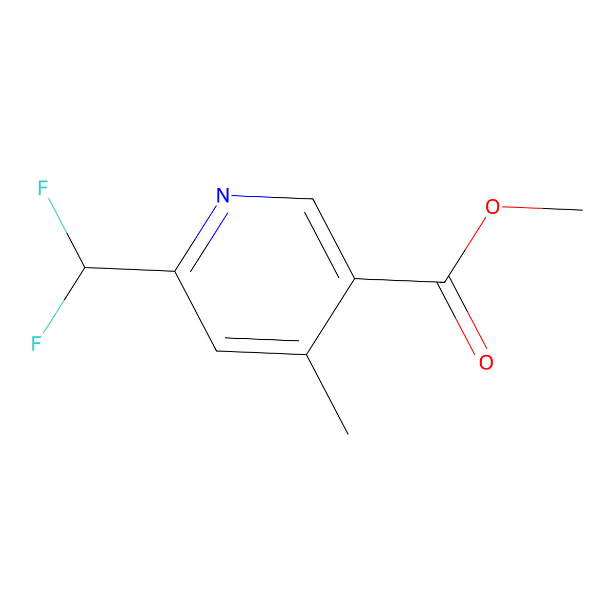 Methyl 6-(difluoromethyl)-4-methylnicotinate molecular structure, CAS 1804715-18-1