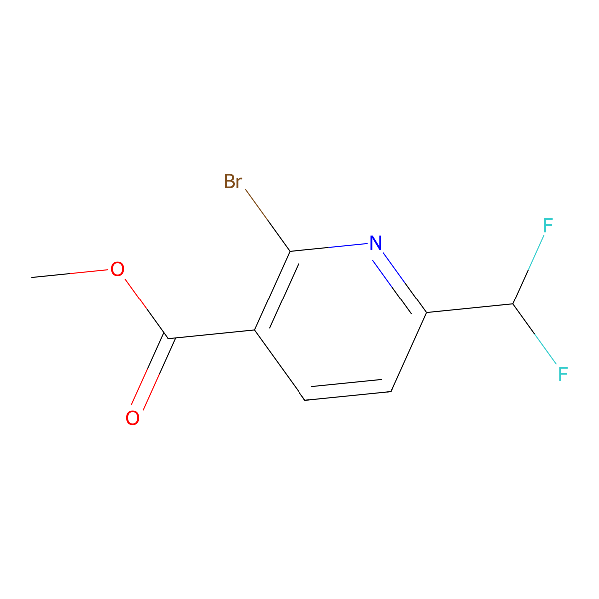 Methyl 2-bromo-6-(difluoromethyl)pyridine-3-carboxylate molecular structure, CAS 1804752-47-3