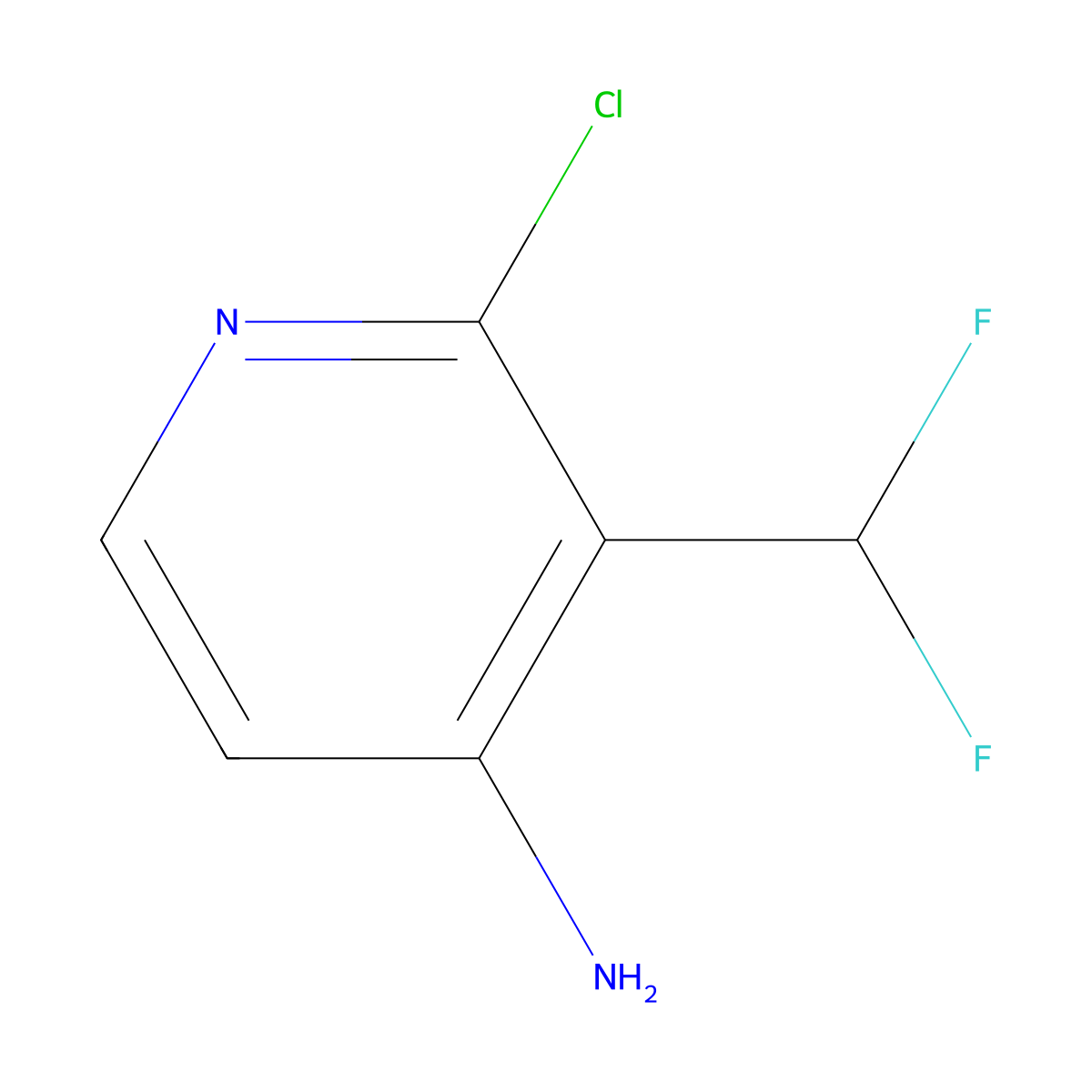 2-Chloro-3-(difluoromethyl)pyridin-4-amine molecular structure, CAS 1804753-90-9