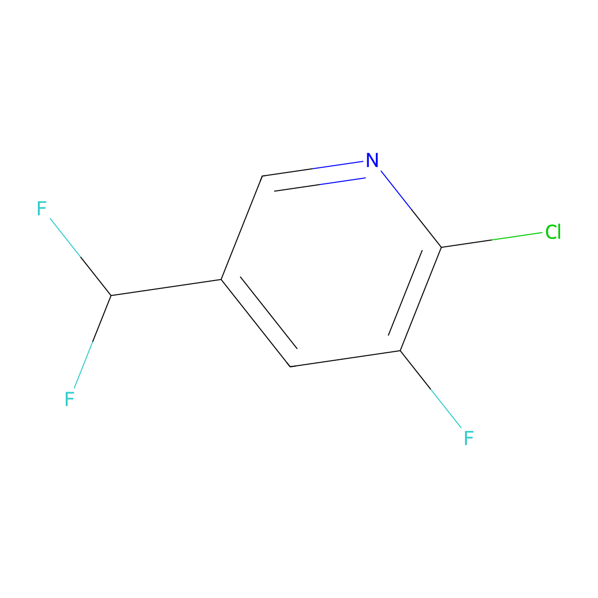 2-Chloro-5-(difluoromethyl)-3-fluoropyridine molecular structure, CAS 1804754-23-1