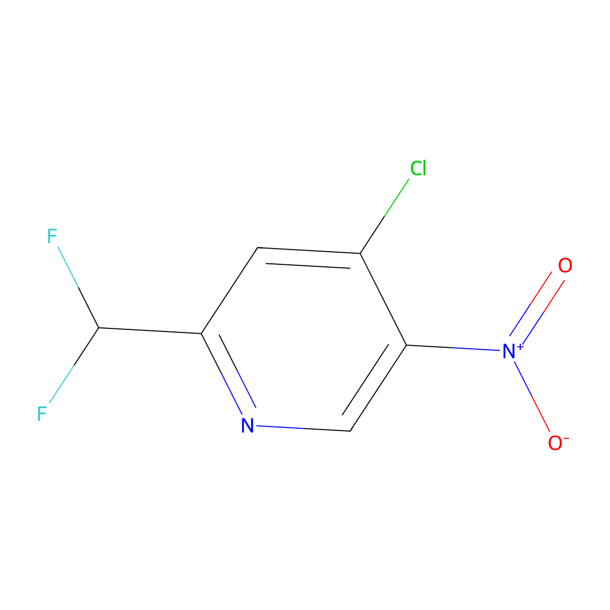 4-Chloro-2-(difluoromethyl)-5-nitropyridine molecular structure, CAS 1804755-81-4