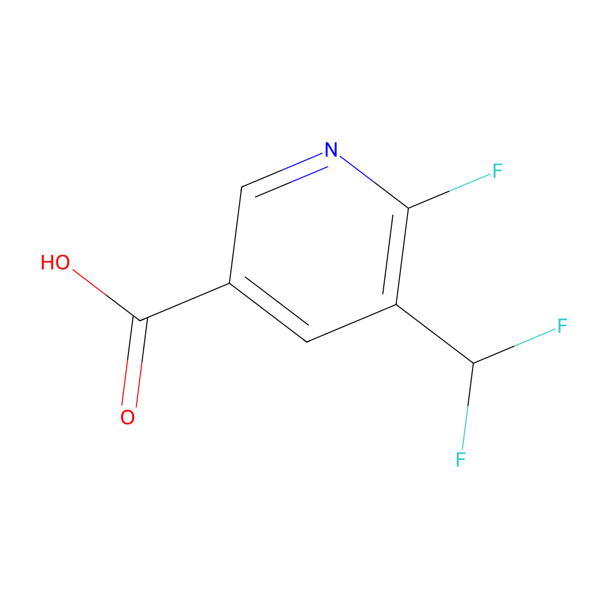 5-(Difluoromethyl)-6-fluoropyridine-3-carboxylic acid molecular structure, CAS 1804756-53-3