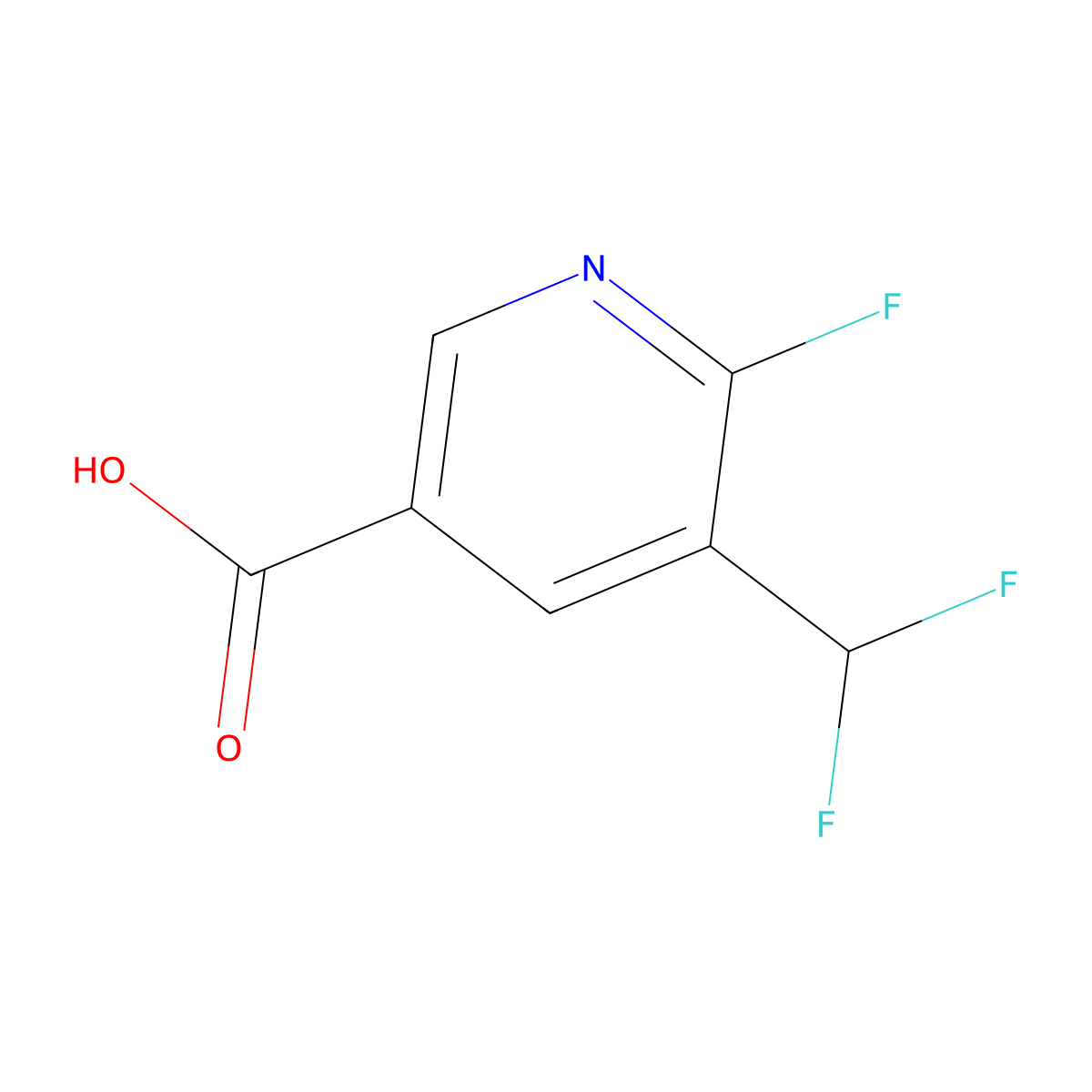 5-(Difluoromethyl)-6-fluoropyridine-3-carboxylic acid molecular structure, CAS 1804756-53-3