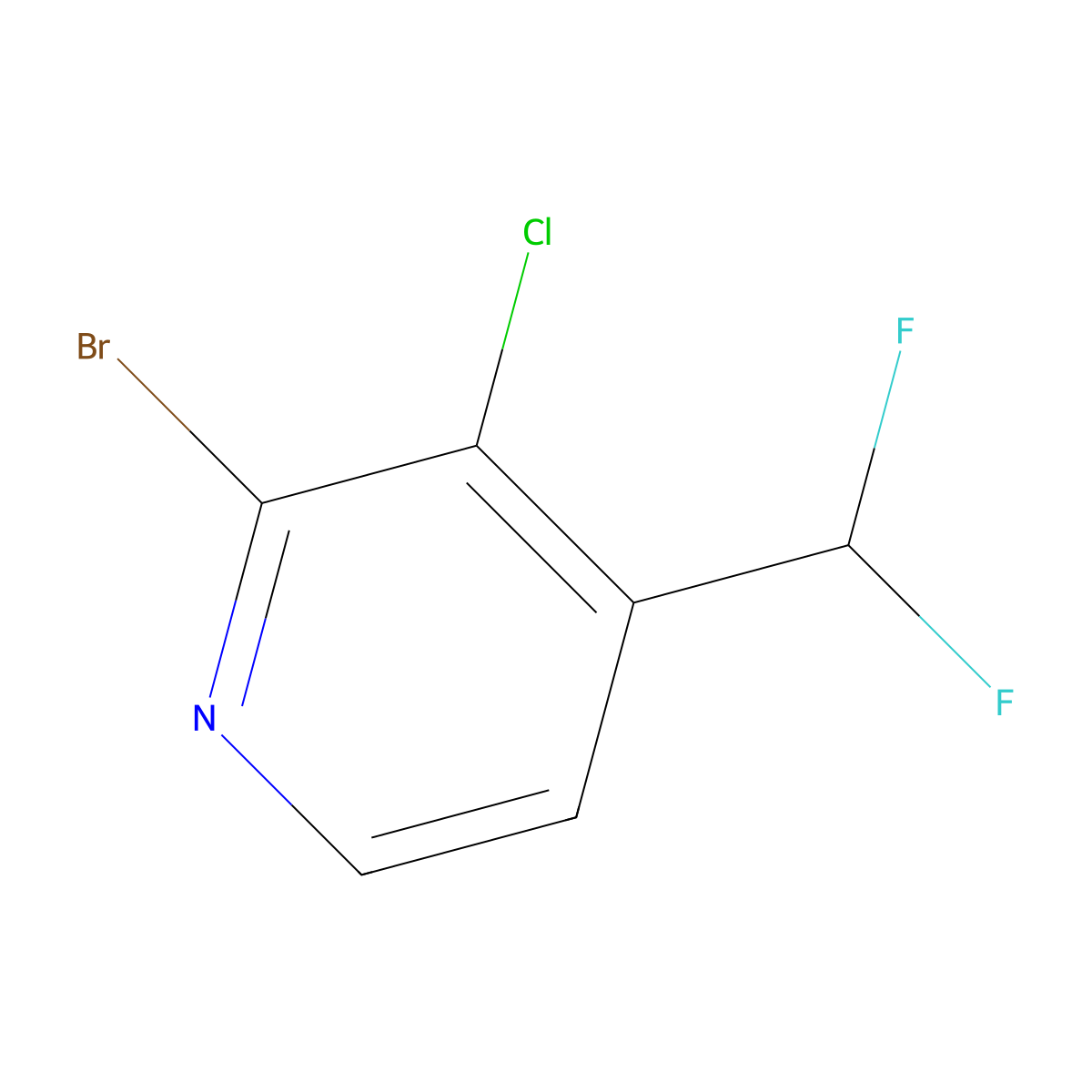 2-Bromo-3-chloro-4-(difluoromethyl)pyridine molecular structure, CAS 1804758-12-0