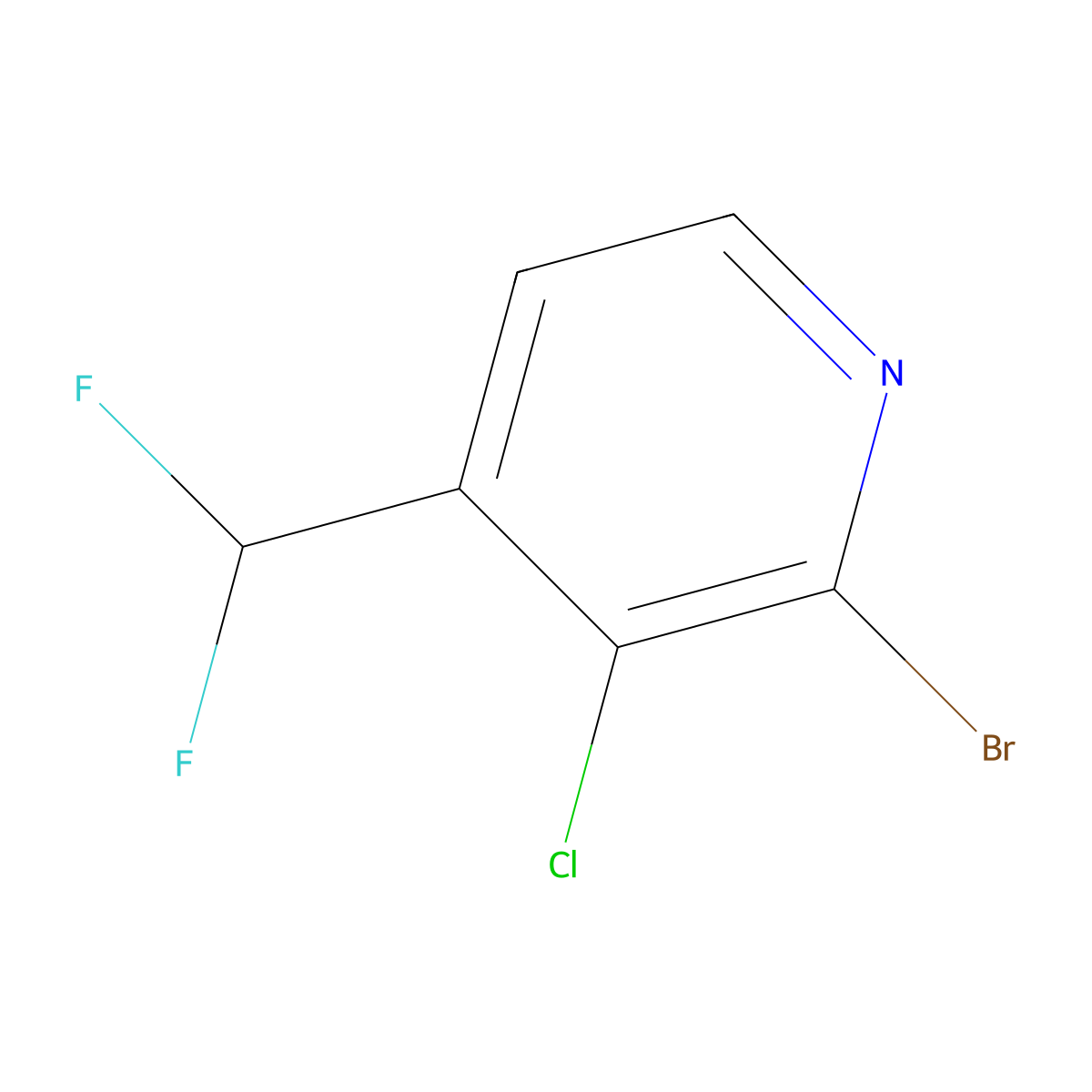 2-Bromo-3-chloro-4-(difluoromethyl)pyridine molecular structure, CAS 1804758-12-0