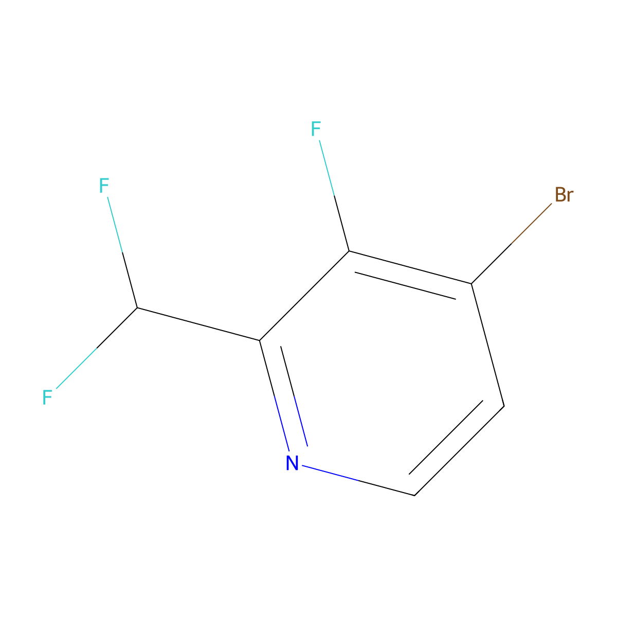 4-Bromo-2-(difluoromethyl)-3-fluoropyridine molecular structure, CAS 1804758-63-1