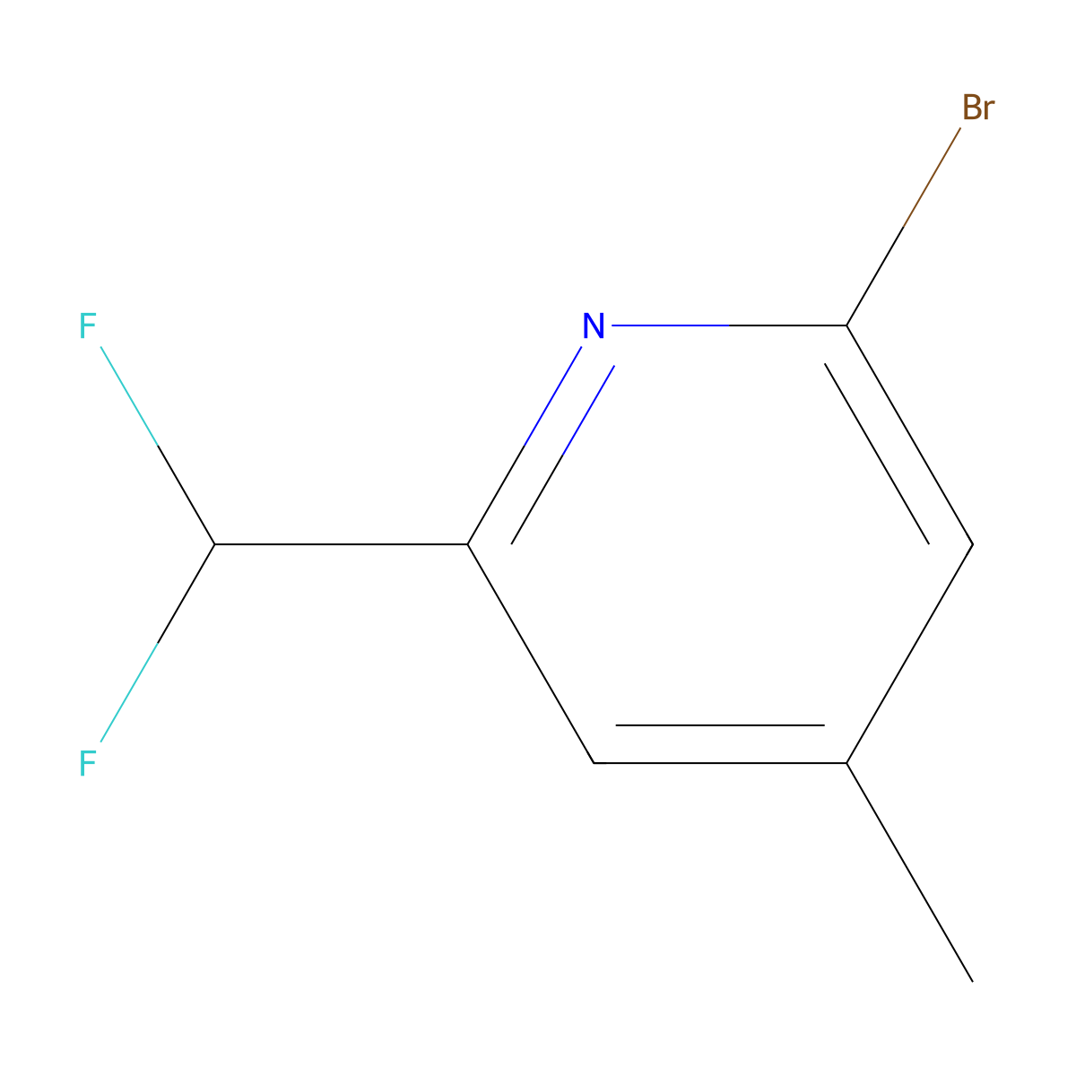 2-Bromo-6-(difluoromethyl)-4-methylpyridine molecular structure, CAS 1804758-96-0