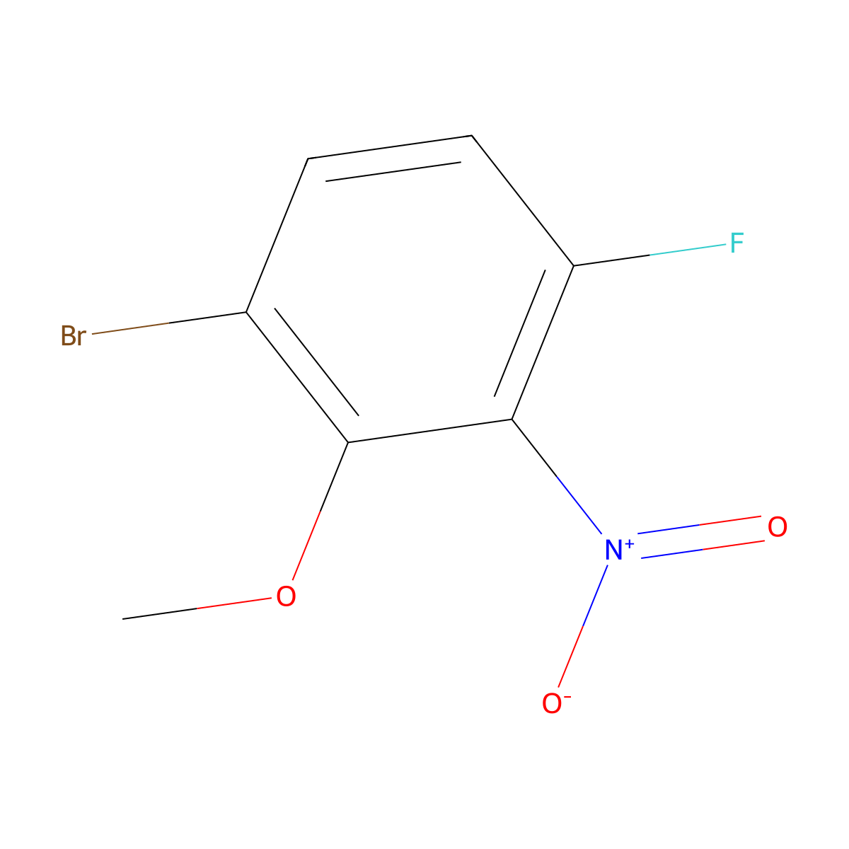 1-Bromo-4-fluoro-2-methoxy-3-nitrobenzene molecular structure, CAS 1804841-42-6