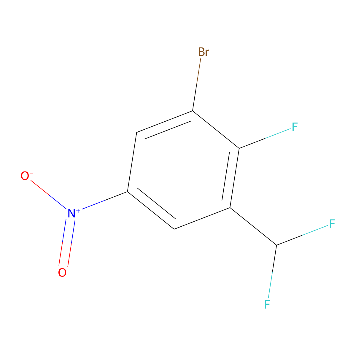 1-Bromo-3-(difluoromethyl)-2-fluoro-5-nitrobenzene molecular structure, CAS 1804842-48-5