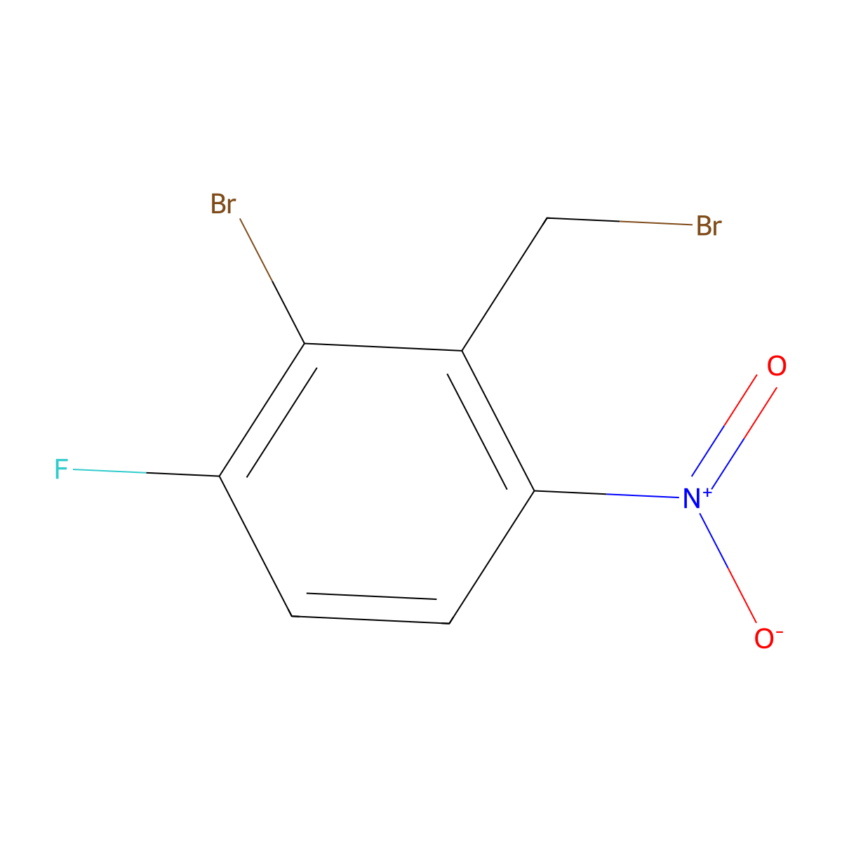 2-Bromo-3-(bromomethyl)-1-fluoro-4-nitrobenzene molecular structure, CAS 1804843-96-6