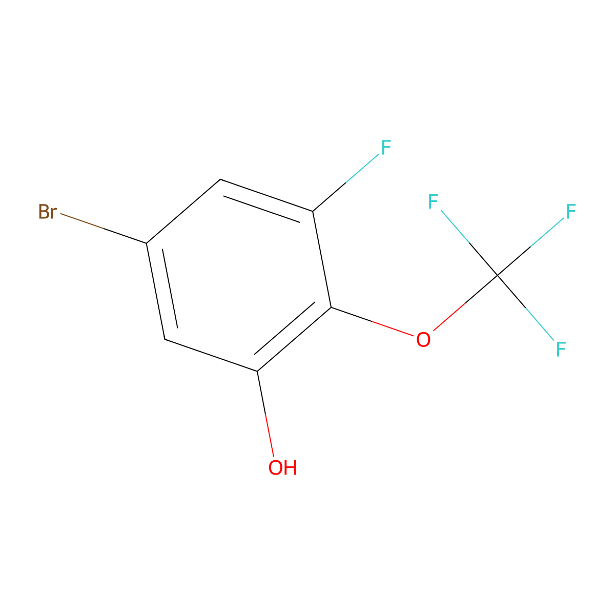 5-Bromo-3-fluoro-2-(trifluoromethoxy)phenol molecular structure, CAS 1804845-33-7