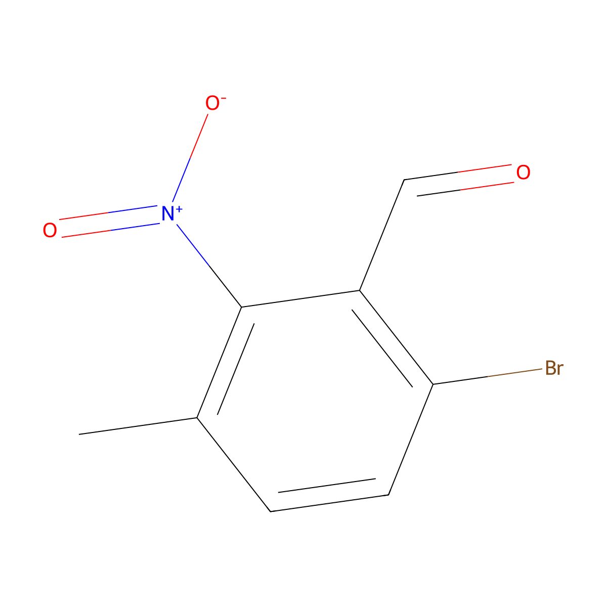 6-Bromo-3-methyl-2-nitrobenzaldehyde molecular structure, CAS 1804865-14-2