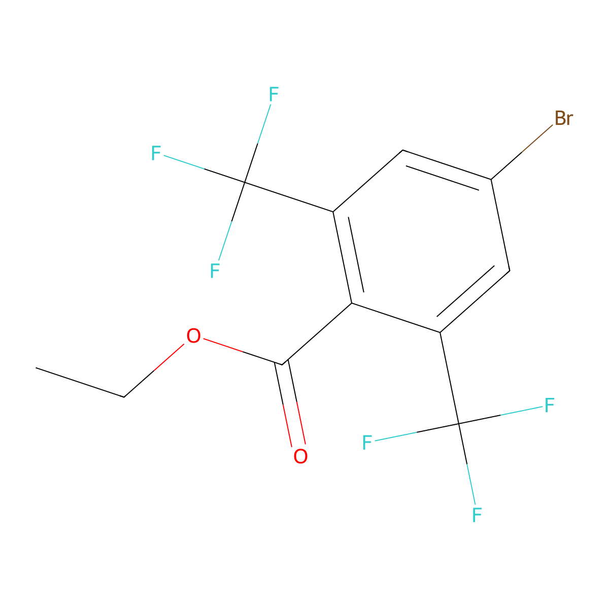 Ethyl 4-bromo-2,6-bis(trifluoromethyl)benzoate molecular structure, CAS 1804873-13-9