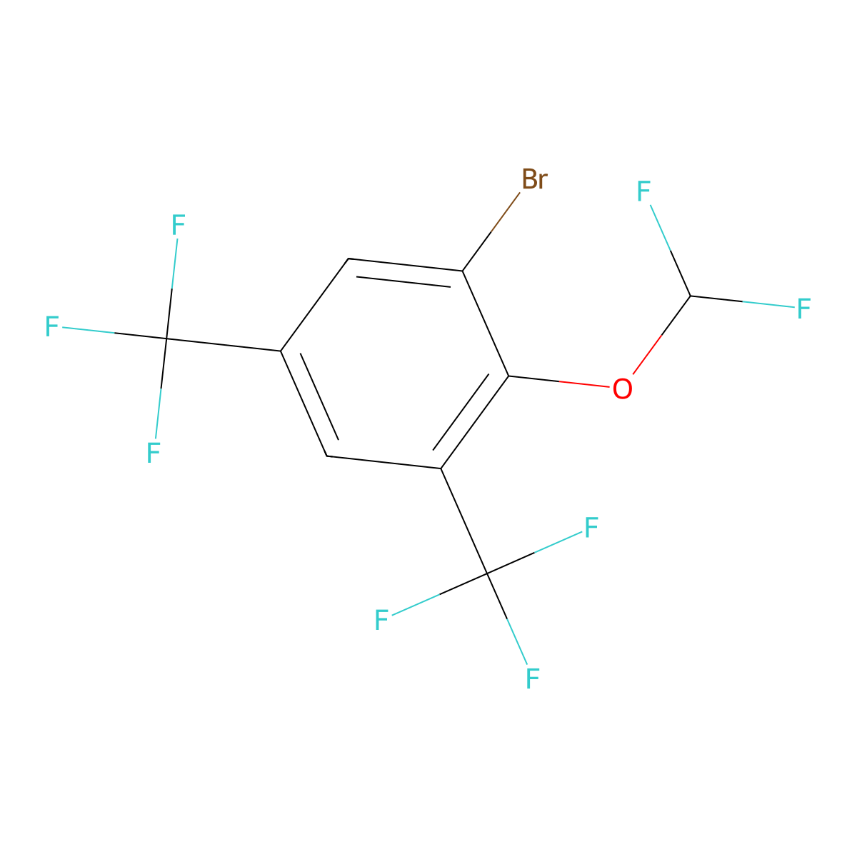 1-Bromo-2-(difluoromethoxy)-3,5-bis(trifluoromethyl)benzene molecular structure, CAS 1804873-76-4