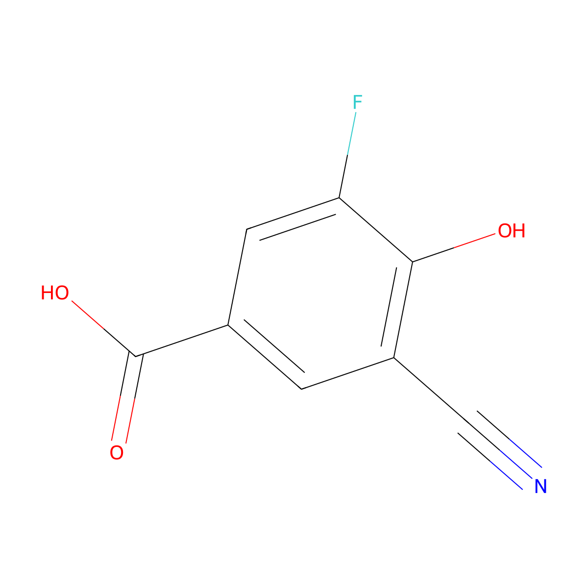 3-Cyano-5-fluoro-4-hydroxybenzoic acid molecular structure, CAS 1804875-95-3