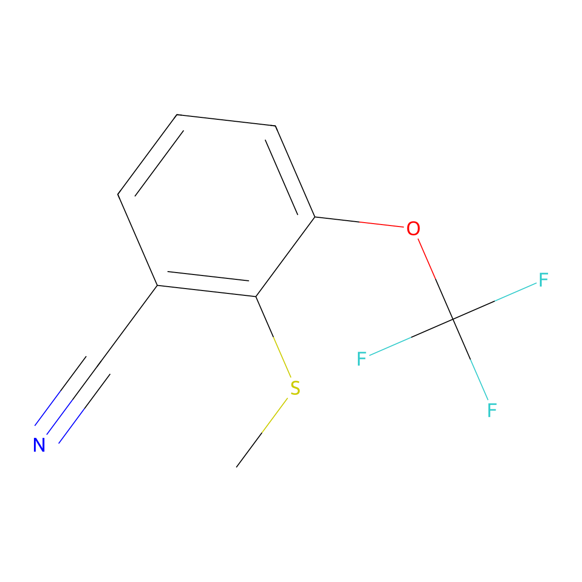 2-(Methylthio)-3-(trifluoromethoxy)benzonitrile molecular structure, CAS 1804876-70-7