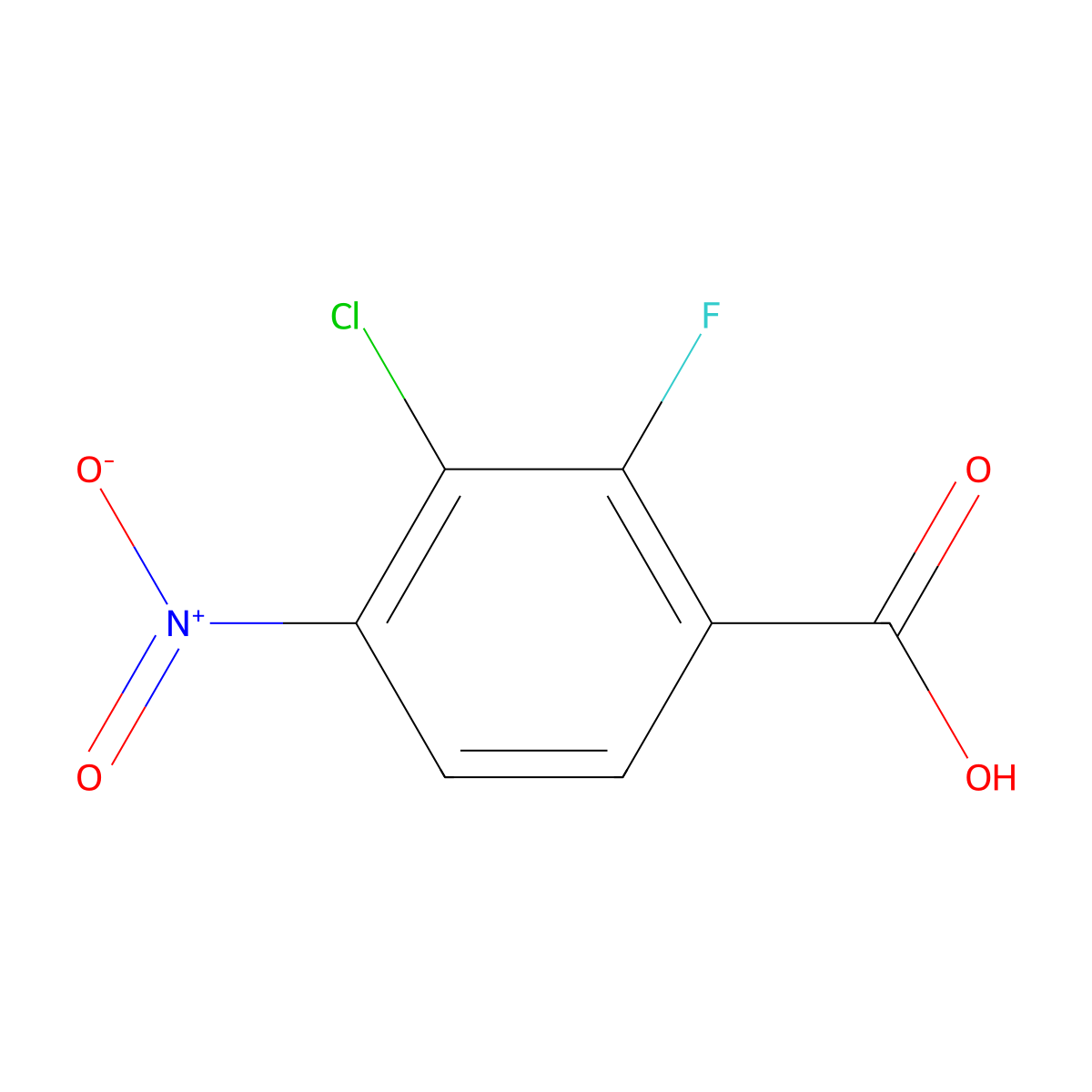 3-Chloro-2-fluoro-4-nitrobenzoic acid molecular structure, CAS 1804879-05-7
