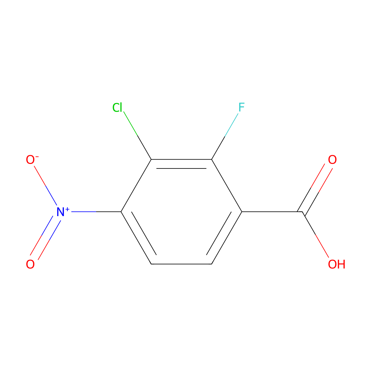 3-Chloro-2-fluoro-4-nitrobenzoic acid molecular structure, CAS 1804879-05-7